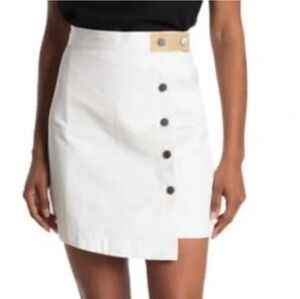 BLDWN Mini Alexis Skirt in Optic White Button Front Size 10